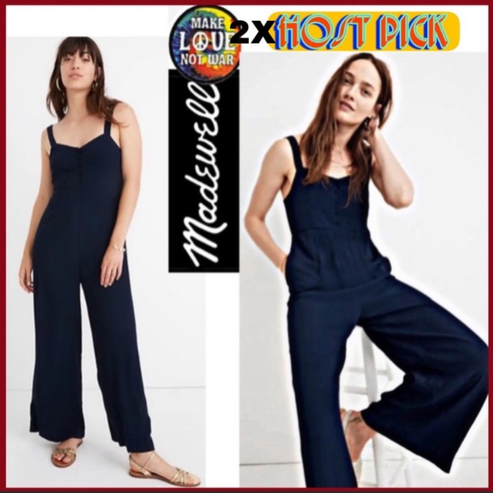 MADEWELL WIDE-LEG JUMPSUIT NAVY Sz 2